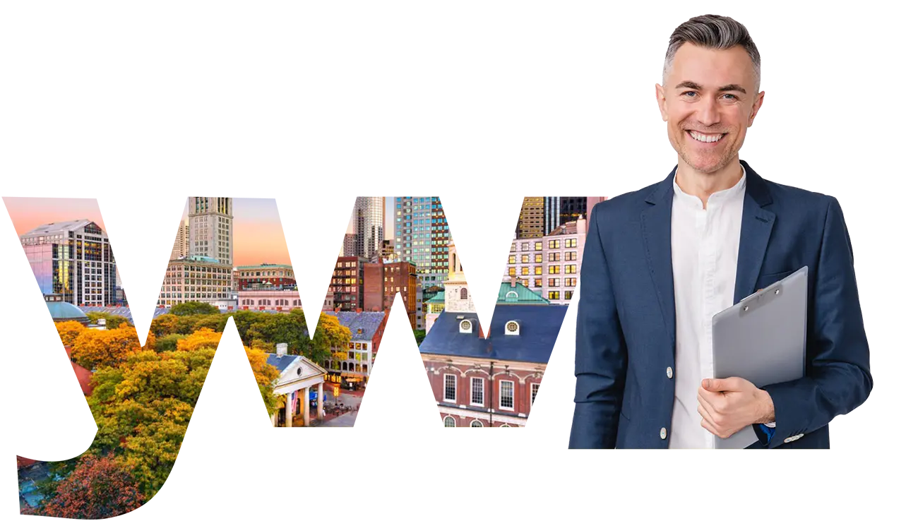 YWBoston Man with Clipboard in hands Smiling